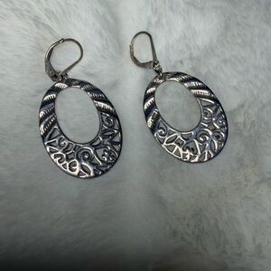 Elegant Silver Oval Earrings